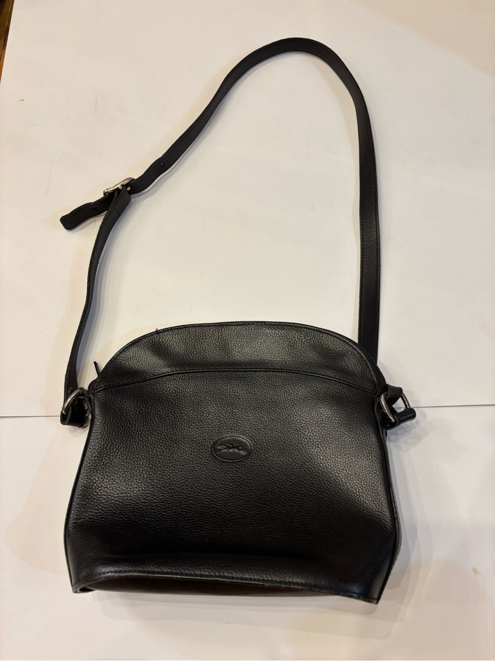 Longchamp Classic Black Leather Crossbody Shoulder Bag